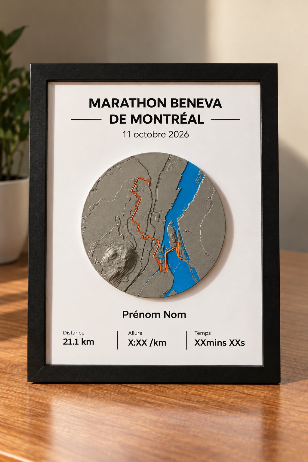 Cadre présentoir Demi Marathon Beneva de Montréal 21.1 km