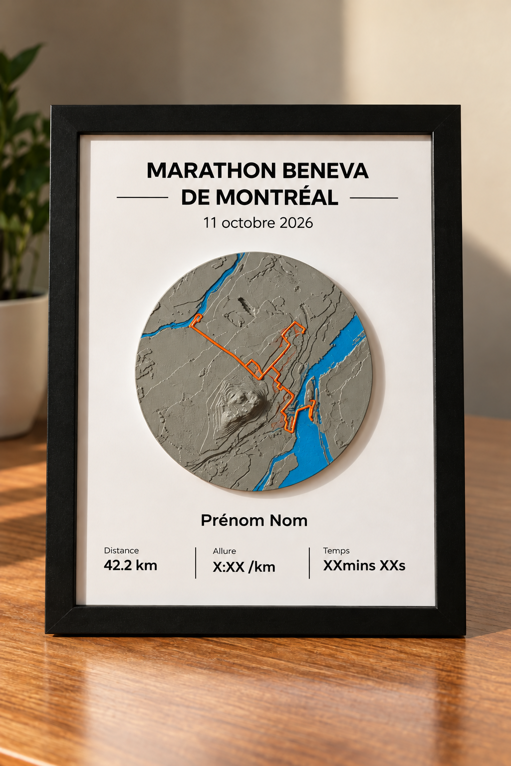 Cadre présentoir Marathon Beneva de Montréal 42.2 km