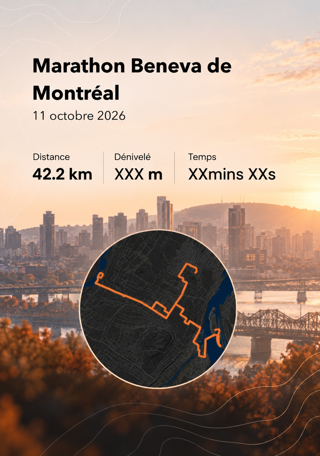 Cadre présentoir Demi marathon Beneva de Montréal 22.1 km — Avec médaille —
