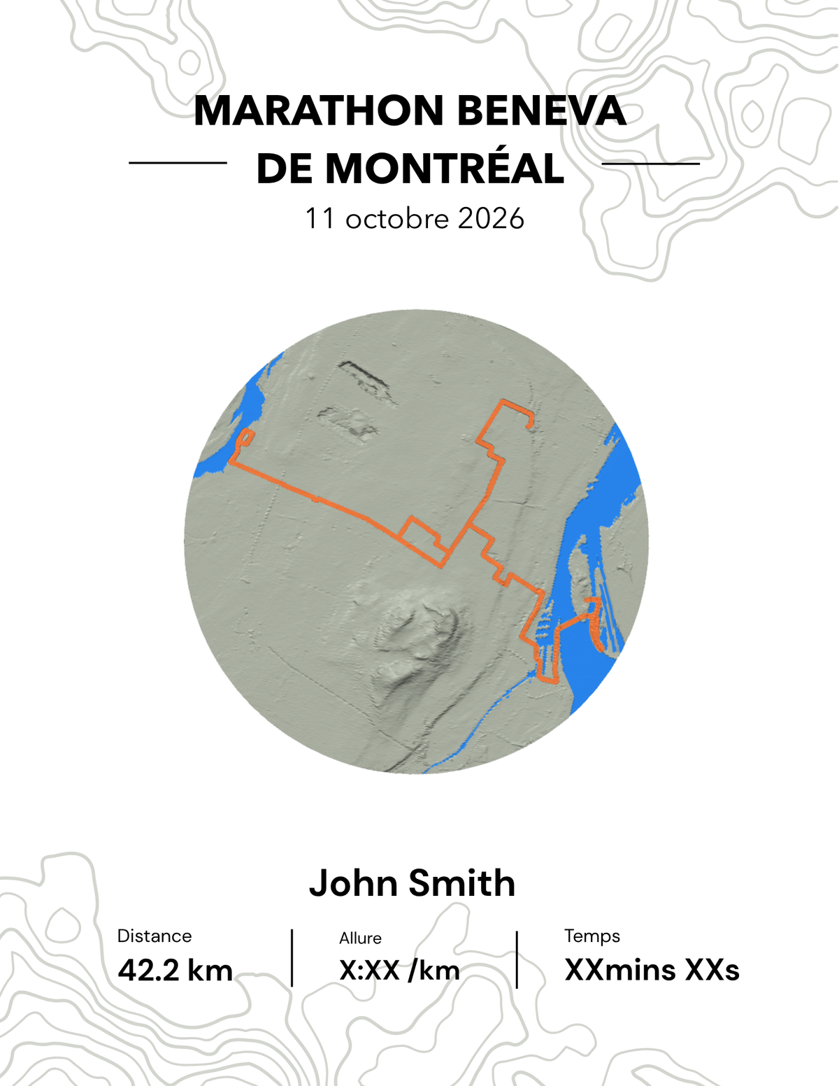 Cadre présentoir Marathon Beneva de Montréal 42.2 km