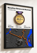 Cadre présentoir marathon Beneva de Montréal 42.2 km — Avec médaille —